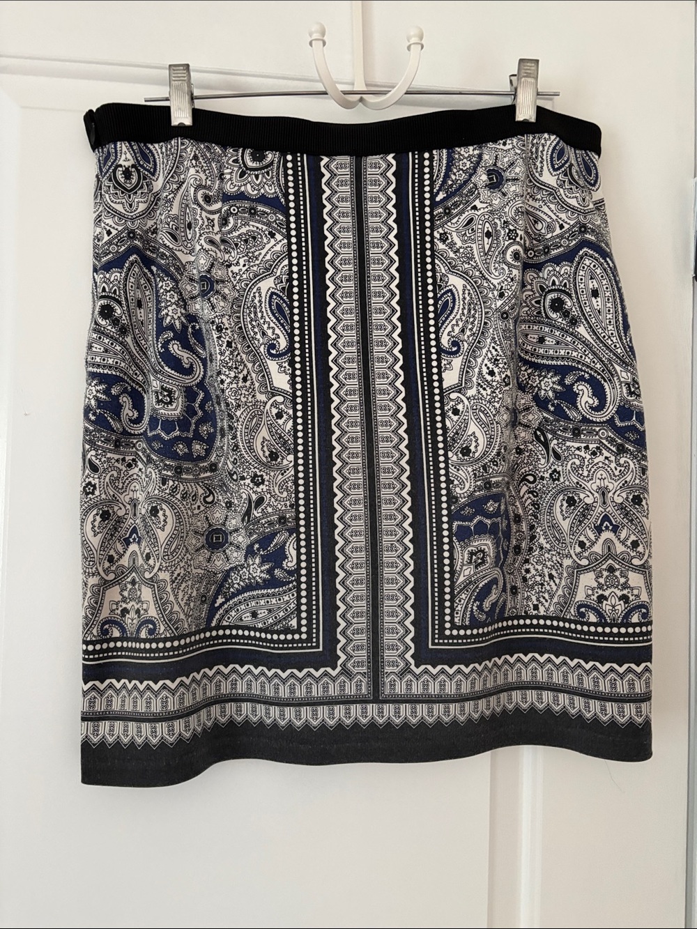 Rafaella Paisley Mini Skirt in Navy, Black, and Cream
